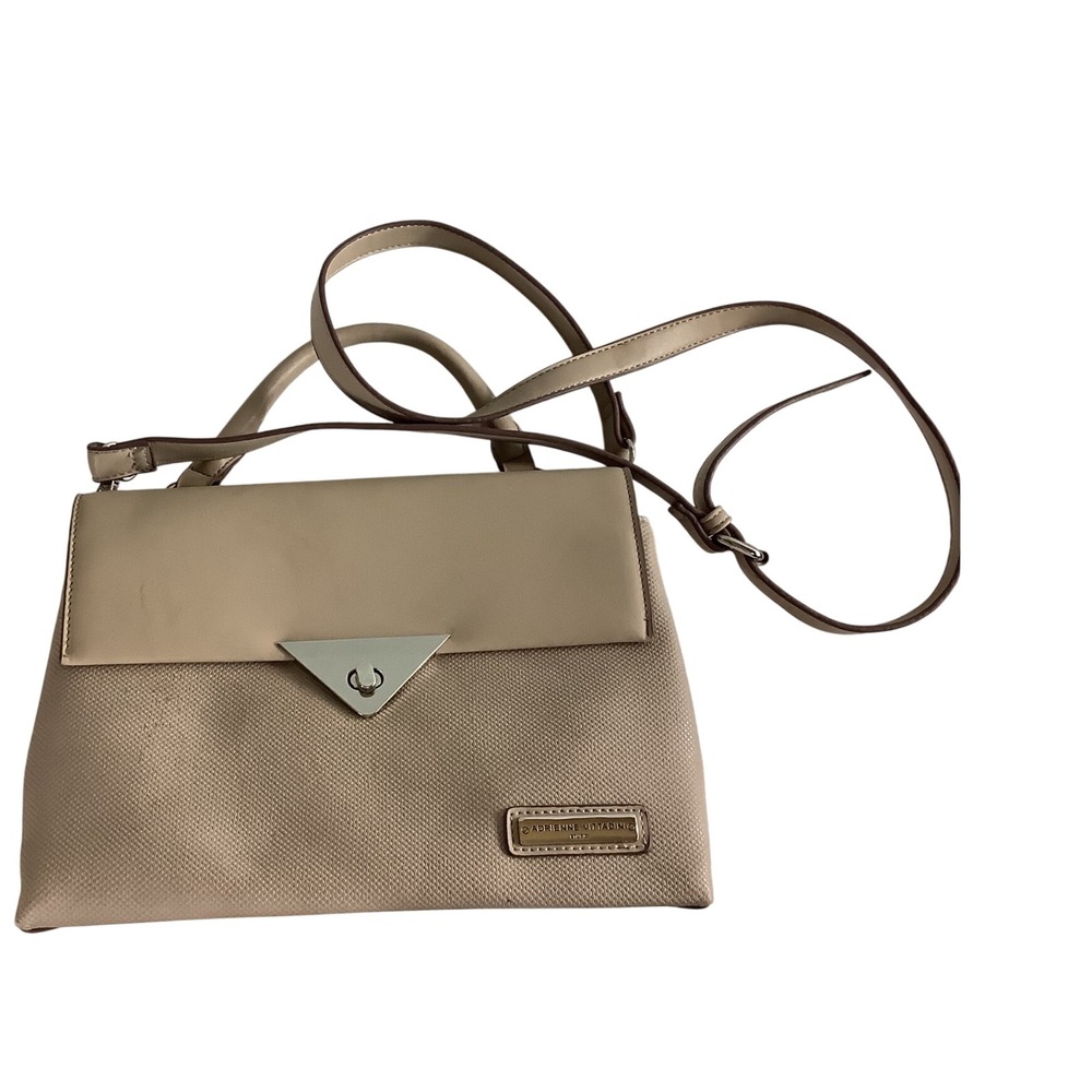Adrienne Vittadini Studio Beige Tan Textured Crossbody Satchel Handbag